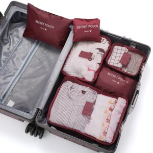 Sacs de rangement de bagages de grande capacité 6 pièces/ensemble, sacs de rangement pour l'emballage Cube vêtements sous-vêtements sac de rangement de voyage pour cosmétiques pochette de toilette 6