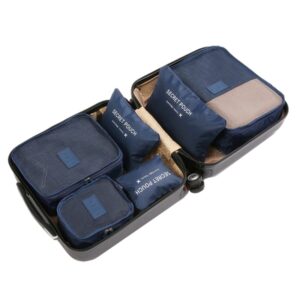 Sacs de rangement de bagages de grande capacité 6 pièces/ensemble, sacs de rangement pour l'emballage Cube vêtements sous-vêtements sac de rangement de voyage pour cosmétiques pochette de toilette 1